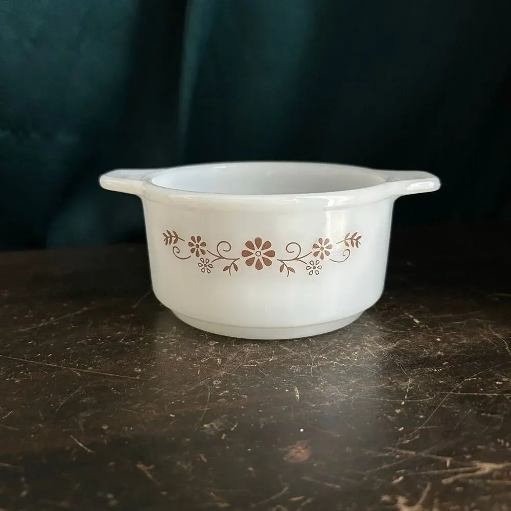 Vintage Dynaware Pyr-O-Rex 8 Small Milk Glass Ramekin Casserole Dish